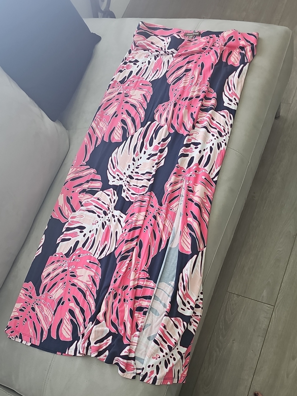 Tommy Bahama Pink and Navy Tropical Print Skirt